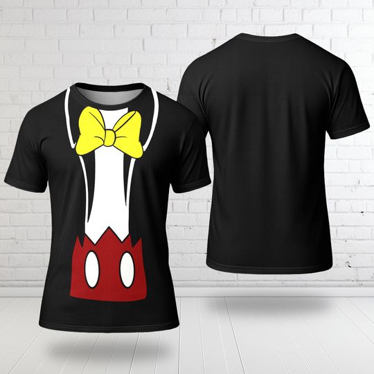 Discover Mickey Mouse Costume T-Shirt, Mickey Mouse Cosplay Costume Tee, Mouse Character All Over Print Shirt, Halloween 3D T-Shirt, Costume 3D Tee