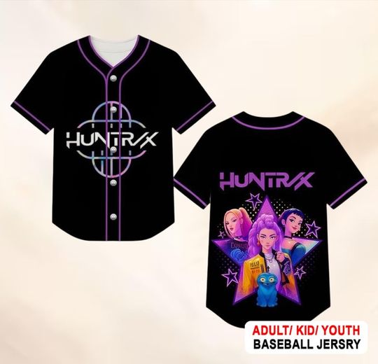 Discover Kpop Demon.Hunter Baseball Jersey, Anime Graphic Shirt for Concerts, Festivals, Cosplay, Dance Practice, Streetwear Fashion Outfit