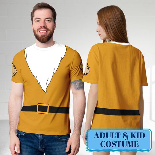 Disney Bashful 3D Costume T-shirt, Snow White And Seven Dwarfs Halloween Costume Group Family Party Shirt, Bashful Halloween Cosplay