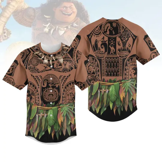 Discover Moana Maui Inspired Cosplay Costume Happy Halloween Baseball Jersey Shirt
