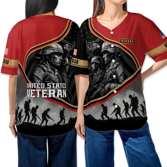 Discover Patriotic Military Veteran Baseball Jersey Shirt