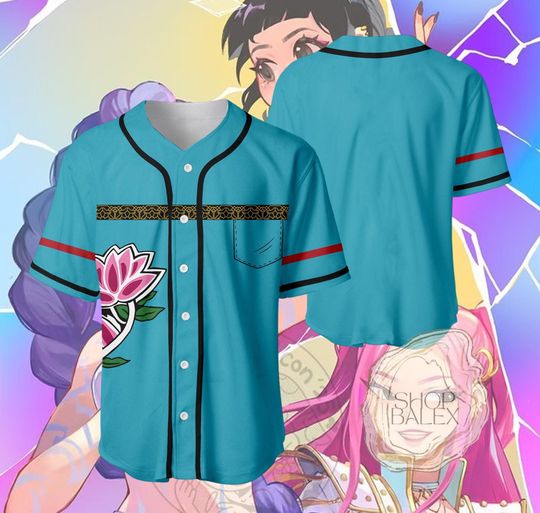 Huntrix Zoey Flower Jersey  Lotus Baseball Shirt, Anime Cosplay Outfit