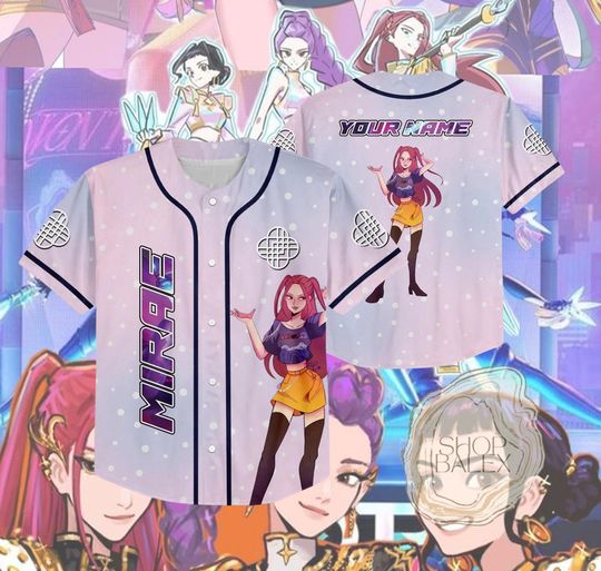 Huntrix Mirae Jersey Shirt  Custom Name K-pop Demon Hunters Baseball Jersey