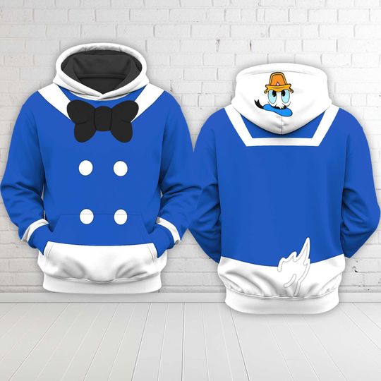 Discover Donald Duck Costume 3D Hoodie, The Three Caballeros Cosplay Hoodie, Disney Family Musical Cartoon Halloween Clothing