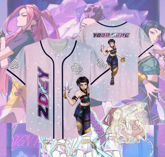 Discover Huntrix Zoey Jersey Shirt  Custom Name K-pop Demon Hunters Baseball Jersey