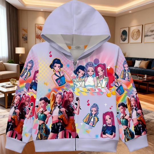 Discover Kpop Girl Group Hoodie, Anime Zip Up Jacket, Cute Idol Sweatshirt For Fans, Cartoon Style Outfit, Gift For Teens And Kids