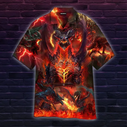 Discover Dragon in Fire Hawaiian Shirt