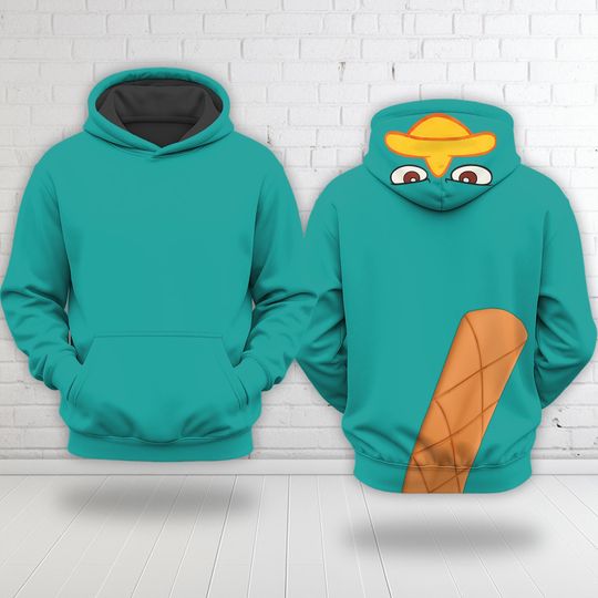 Disney Perry The Platypus Halloween Costume 3D Hoodie, Perry The Platypus All Over Printed Hoodie, Phineas And Ferb Cosplay Hoodie