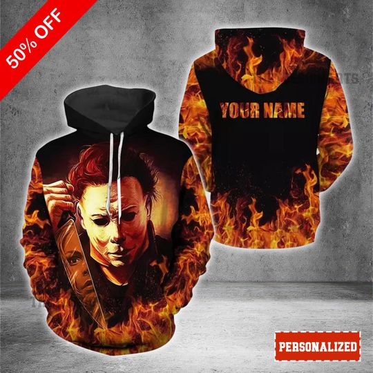 Discover Michael Myers 3D Hoodie, Horror Graphic Pullover for Halloween Costume, Spooky Halloween Sweatshirt for Horror Fans, Christmas Gift
