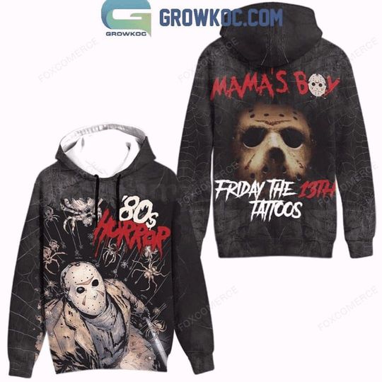 Discover Friday The 13th Tattoos Mamas Boys Horror 80s Halloween Hoodie Shirt