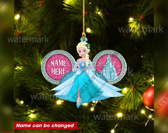 Discover Elsa Princes Custom Name Christmas Ornament | Disney Princess Characters Acrylic Ornament | Christmas Gifts For Kid.
