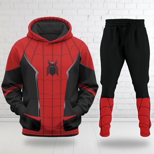 Spider 3D Hoodie Joggers Set, Halloween Costume For Family Group Hoodie, Casual Autumn Winter Hoodies Gift