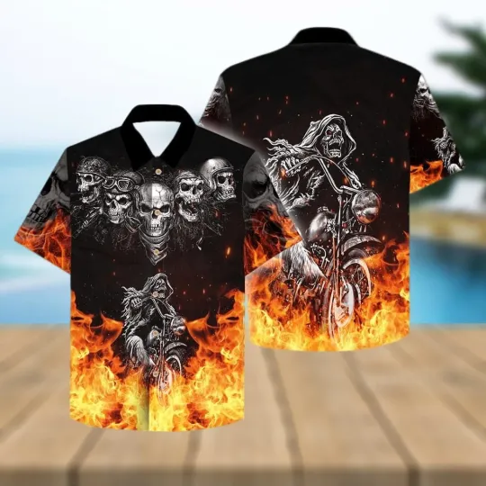 Discover Hawaiian Aloha Shirt with Grim Reaper