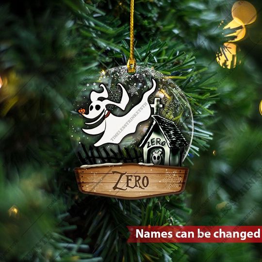 Zero Dog Custom Name Ornament | The Nightmare Before Christmas Custom Name Acrylic Ornament | Jack And Sally Christmas Gifts For Kid.