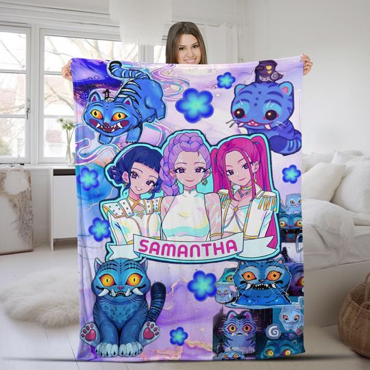 Discover Personalized Demon Hunter Blanket, Personalized Name Girls Fleece Blanket