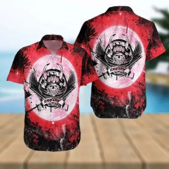 Discover Samurai Skull Hawaiian Shirt for Men