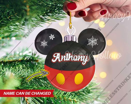 Discover Mickey Mouse Christmas Ball Custom Name Ornament | Disneyland Characters Acrylic Ornament | Christmas Gifts For Kid.