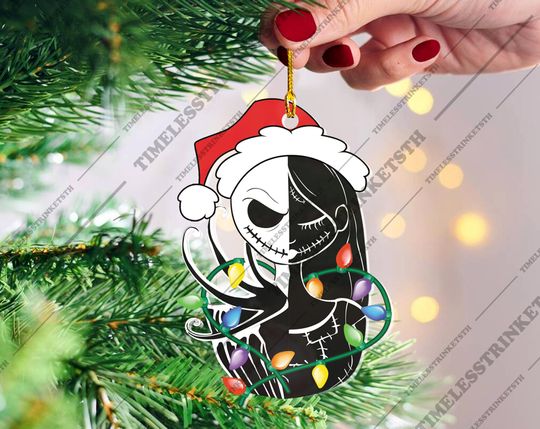 Jack And Sally Christmas Ornament | The Nightmare Before Christmas Acrylic Ornament | Jack And Sally Christmas Gifts For Kid.