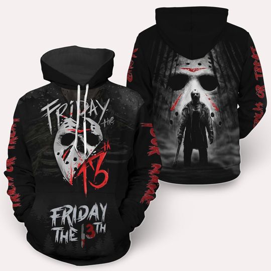 Discover Friday The 13Th Jason Voorhees Hoodie, Halloween 3D All Over Printed Tee, Personalized Horror Movie Tshirt, Halloween Trick Or Treat