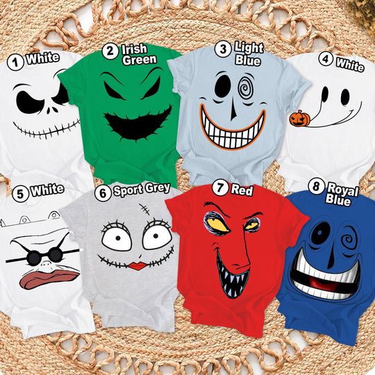 Nightmare Before Christmas Halloween Costume Shirt, Oogie Boogie, Mayor, Lock, Shock, Barrel Matching, Disneyland Halloween Cosplay Tee