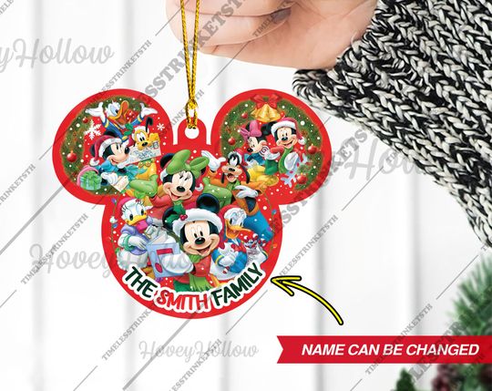 Discover Personalized Mickey & Friends Christmas Ornament | Custom Family Name Holiday Decoration | Disney Xmas Tree Keepsake Gift