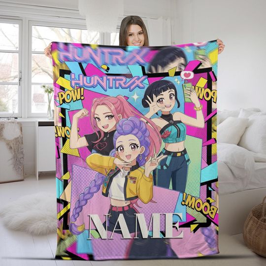 Discover Kpop Demon Hunter Blanket, Anime Girls Fleece Blanket