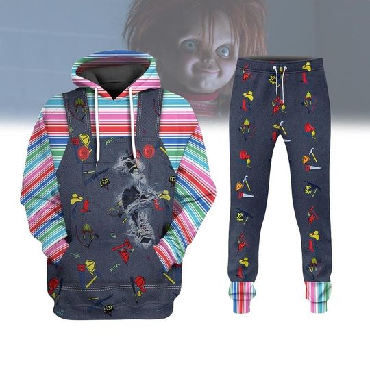 Chucky Christmas Hoodie Joggers Set, Horror Character Shirt, Child's Play Womens Joggers, Chucky Scary Movie, Christmas Workout Jogger