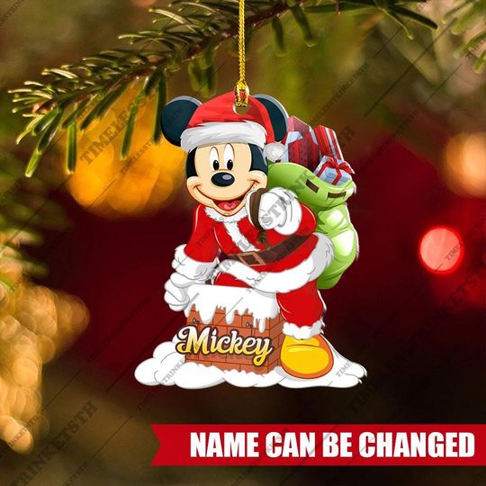 Discover Personalized Mickey Santa Ornament | Custom Name Christmas Tree Decoration | Disney Holiday Xmas Gift for Kids & Family