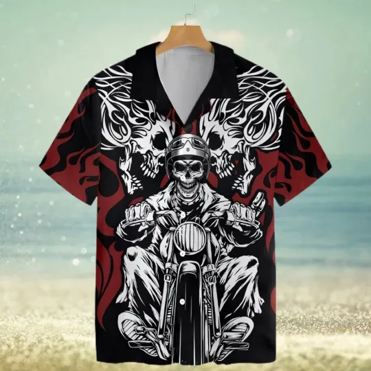 Discover Skull Rider Motorcycle Hawaiian Shirt
