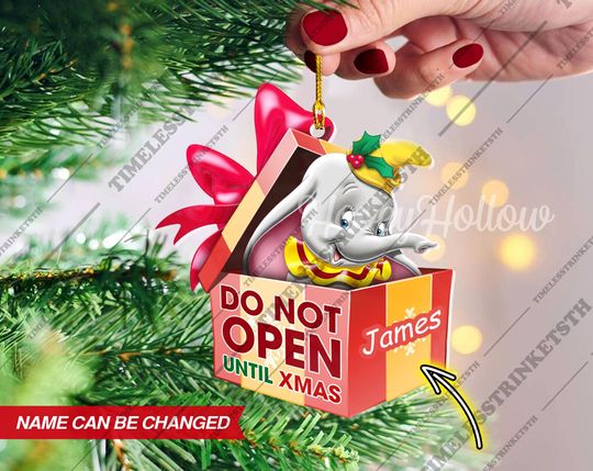 Discover Dumbo Christmas Gift Box Custom Name Ornament | Dumbo Acrylic Ornament | Christmas Gifts For Kid.