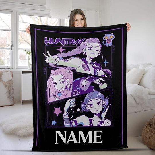 Discover Huntrix Blanket, K pop Demon Hunters Merch, Kpop Hunters Blanket,Kpop Fun Gift,Cozy K-Pop Demon Hunters Cute Huntrix Inspired Blanket G5OZ04