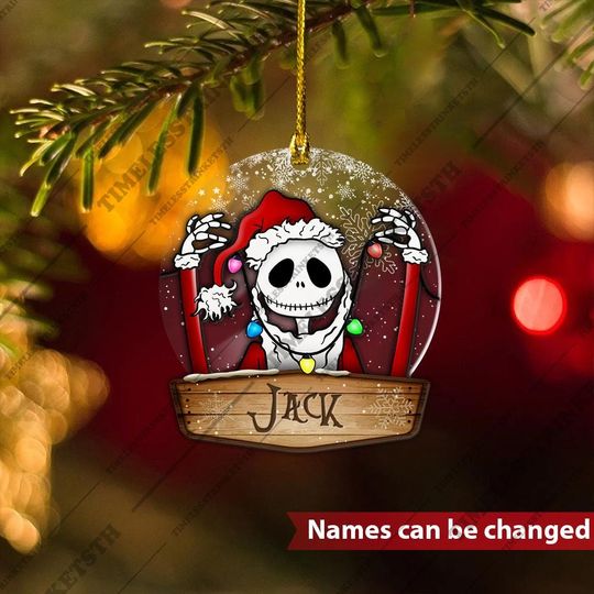Jack Skellington Custom Name Ornament | The Nightmare Before Christmas Custom Name Acrylic Ornament | Jack And Sally Christmas Gifts For Kid