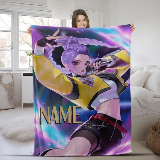 Discover Kpop Demon Hunters Custom Blanket,Kpop Fun Gift,Cozy K-Pop Demon Hunters Huntrix Blanket,Anime Inspired,Cute Huntrix Inspired Blanket G5OZ02