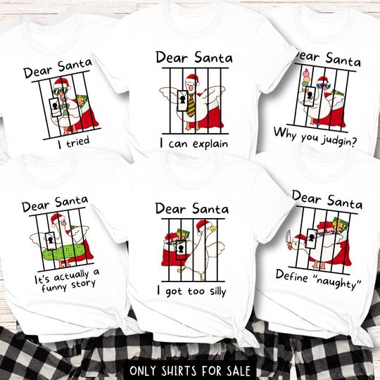 Discover Dear Santa Christmas Family Shirts, Funny Goose Group Matching Christmas Outfits, Silly Christmas Party Tee, Matching Family Christmas Shirt