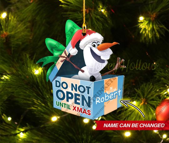 Discover Olaf Christmas Gift Box Custom Name Ornament | Frozen Characters Acrylic Ornament | Christmas Gifts For Kid.