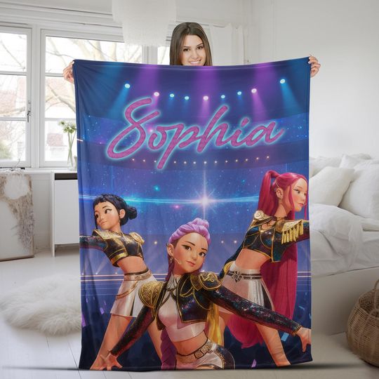 Discover Huntrix Theme Blanket, K-pop Demon Design,  Pink Kids Blanket, Christmas Family Present