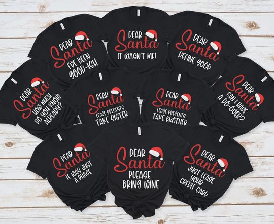 Discover Funny Matching Christmas Pajama Shirts: Dear Santa Family Tees