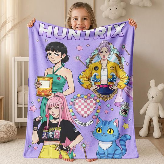 Discover Cozy K-pop Blanket, Hunter Custom Blanket, Kpop Fun Gift, Anime Inspired