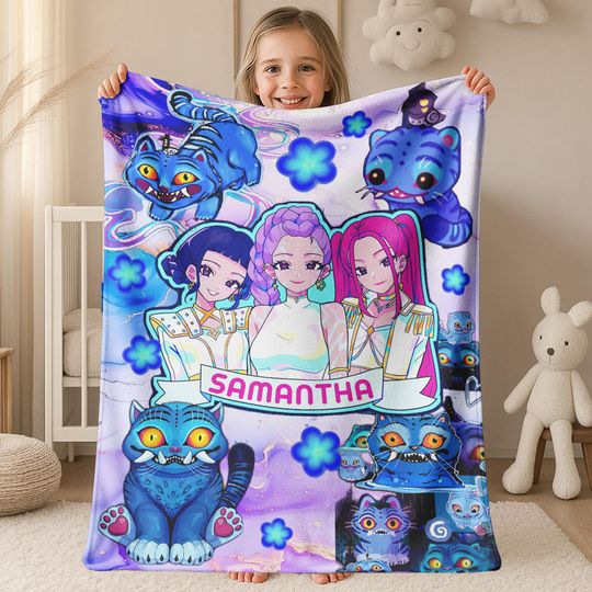 Discover Personalized Demon Hunter Blanket, Personalized Name Girls Throw Blanket