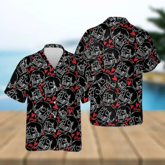 Discover Skeleton Love Hawaiian Shirt for Men Women, Casual Aloha Shirt