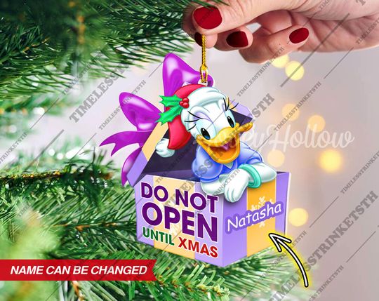Discover Daisy Duck Christmas Gift Box Custom Name Ornament | Disneyland Characters Acrylic Ornament | Christmas Gifts For Kid.
