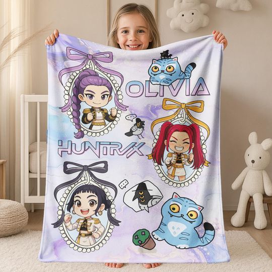 Discover Personalized Demon Hunter Blanket, Personalized Name Girls Fleece Blanket