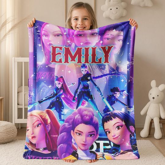 Discover Personalized Demon Hunter Blanket, Personalized Name Girls Fleece Blanket