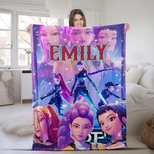 Discover Personalized Demon Hunter Blanket, Personalized Name Girls Fleece Blanket