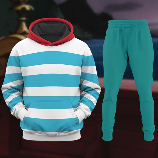 Disney Mr Smee Peter Pan Halloween Cosplay Hoodie & Joggers Set, Disneyland Group Matching Costume