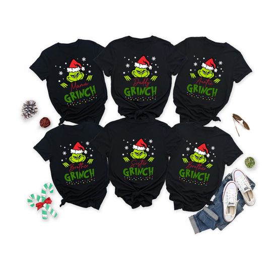 Discover Custom Name funny character Family Tshirt, funny character Squad Shirt, Christmas Matching funny character Squad Family Shirt, Grin Party Shirt,Funny funny character Gift