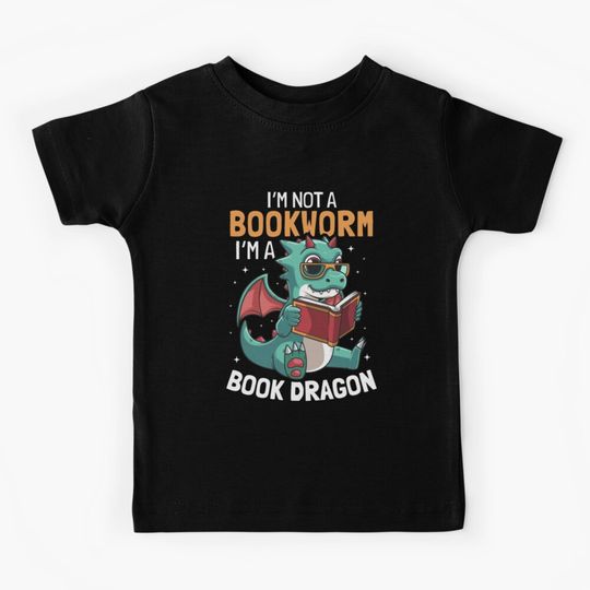 Discover I'm A Book Dragon Not A Bookworm Kids T-Shirt
