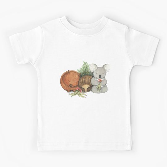 Discover Native Australian Animal Babies – With Koala, Wombat And Echidna Kids T-Shirt