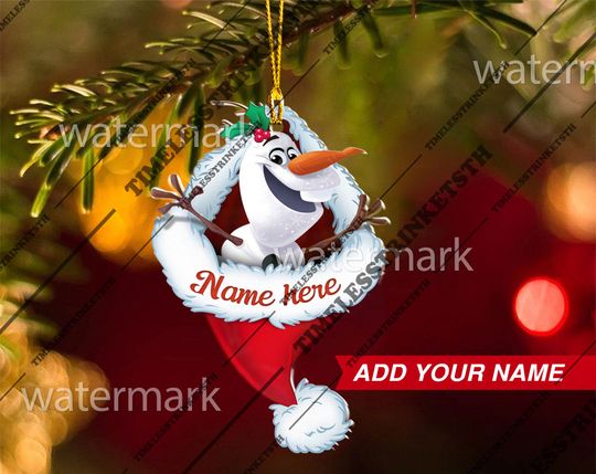 Discover Olaf Frozen Custom Name Christmas Ornament | Disney Characters Acrylic Ornament | Disneyland Personalized Family Ornament.