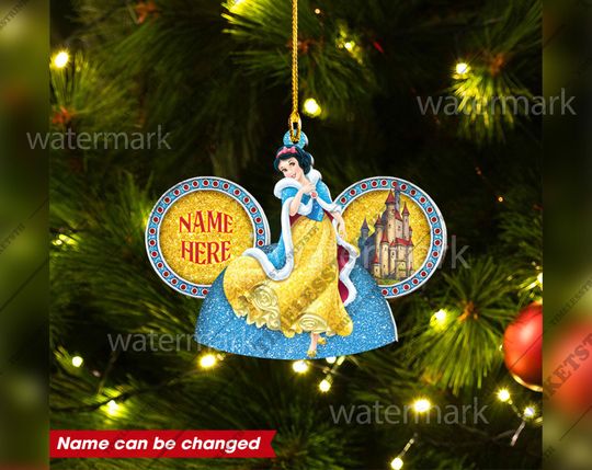 Snow White Princes Custom Name Christmas Ornament | Disney Princess Characters Acrylic Ornament | Christmas Gifts For Kid.